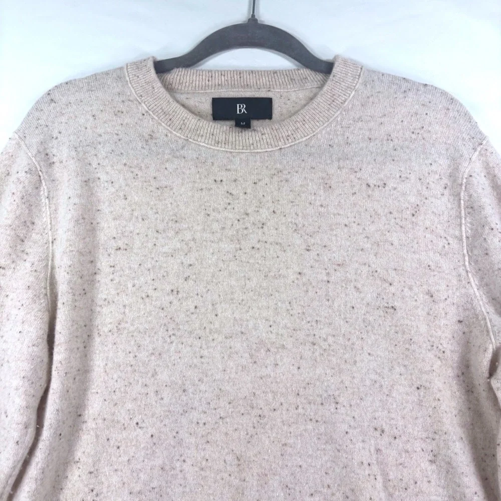Banana Republic Mens 100% Cashmere Crewneck Sweater Oatmeal Fleck Size Medium